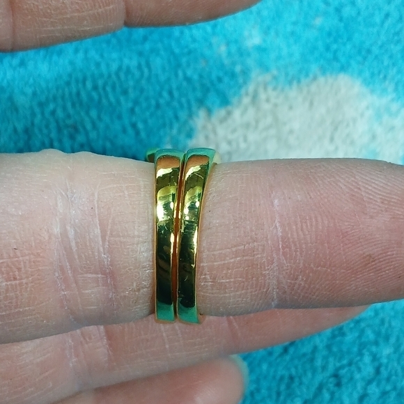 Goldtone cubic zirconia wedding engagement set new size 7 - Picture 4 of 4